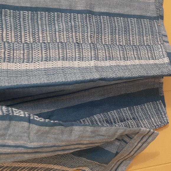 Women"s XL Light Blue Striped V Neck Shirt With Half Button Up Front - Picture 6 of 13